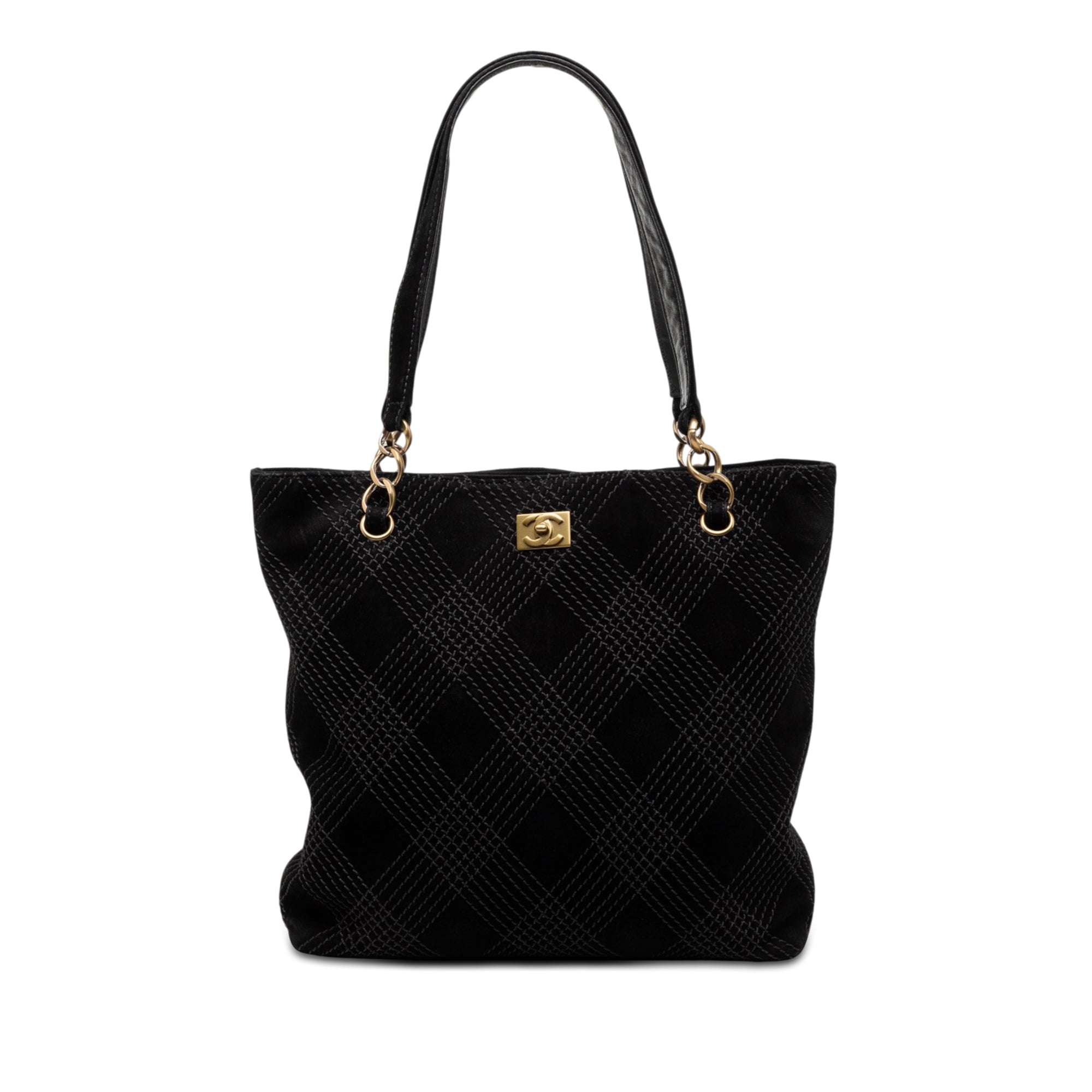 Chanel CC Surpiqué Daim Cabas