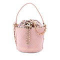 Chanel Small CC Cuir de veau et Tweed Drawstring Bucket Sac