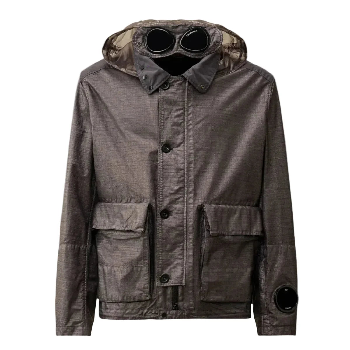 Cp Company Rafia Mille Goggle Jacket In Smoked Pearl