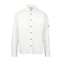 Cp Company Gabardine Lens Button Overshirt In White with Certilogo