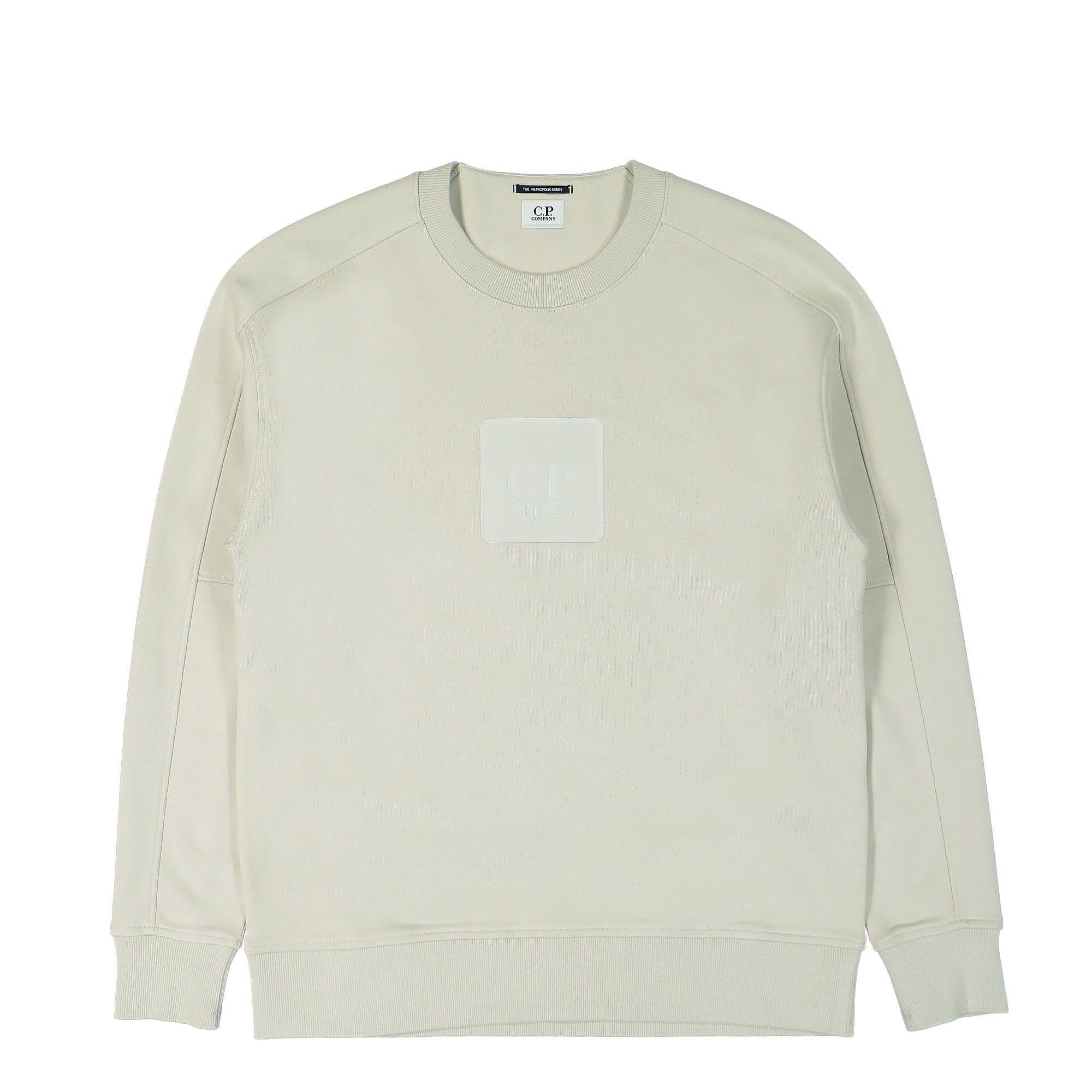 Cp Company Metropolis Rubber Logo Sweatshirt In Pelican