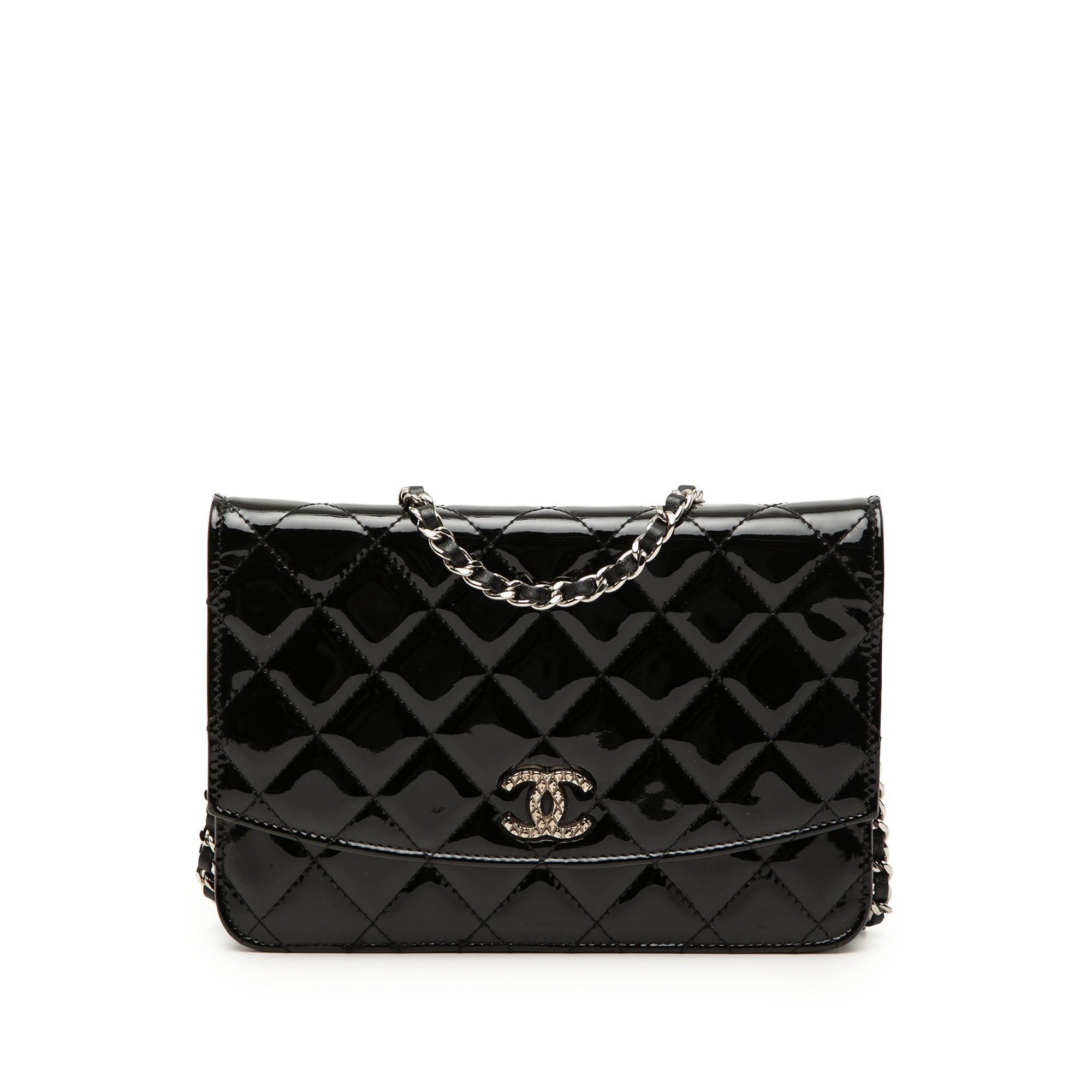 Chanel CC Matelassé Cuir verni Brilliant Wallet on Chain