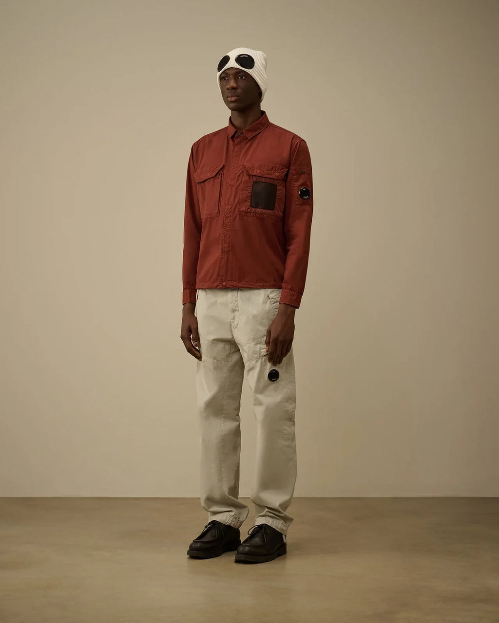 Cp Comapny 142A Organic Cotton Gabardine Overshirt With Certilogo Sable