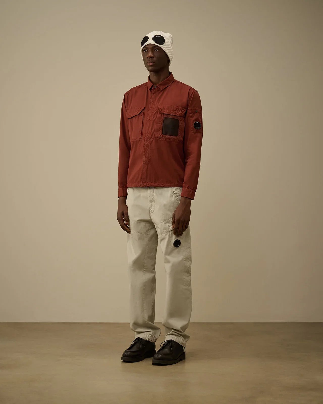 Cp Comapny 142A Organic Cotton Gabardine Overshirt With Certilogo Sable
