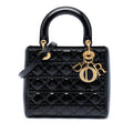 Dior Medium Cuir verni Cannage Lady Dior