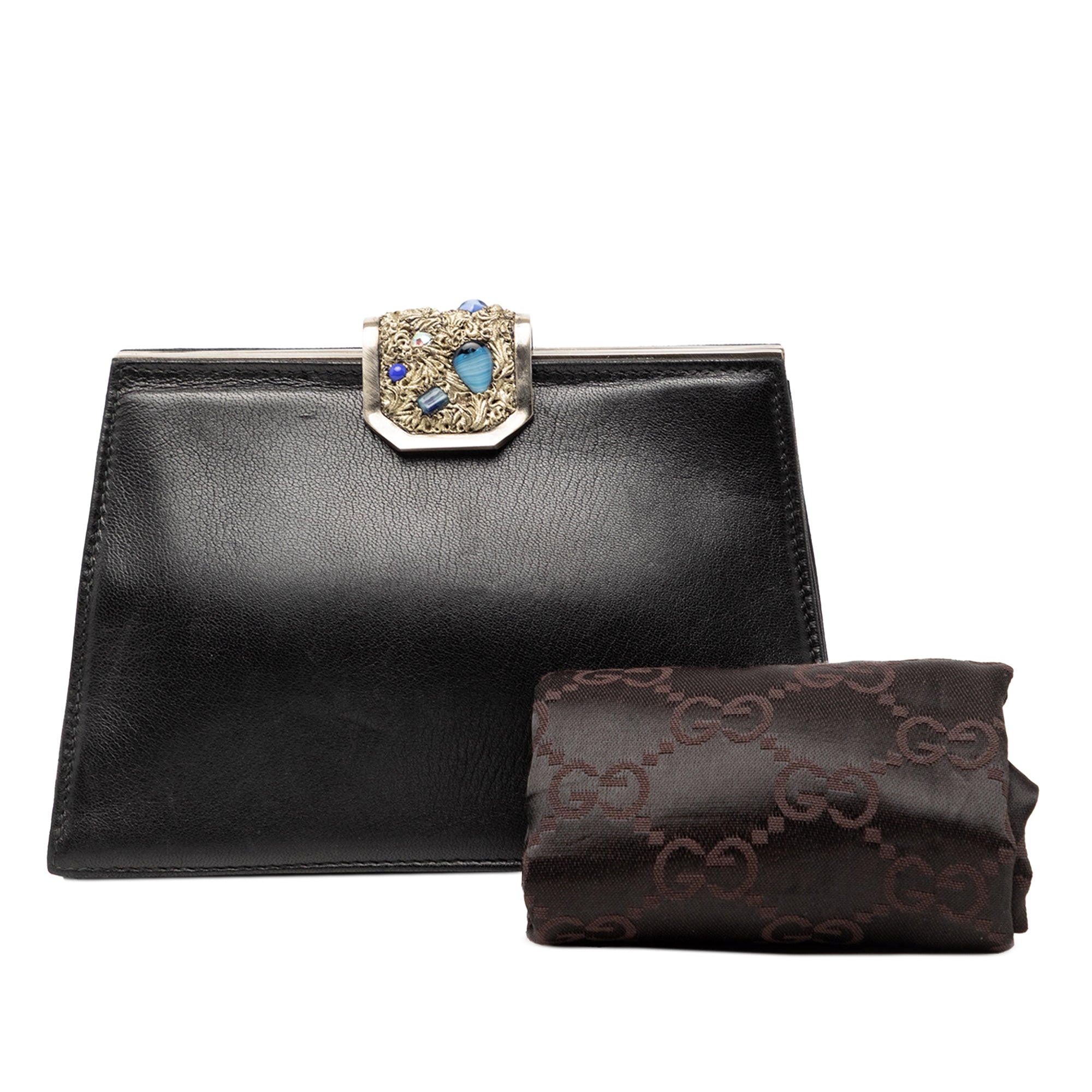Gucci Cuir Cristal Embellished Frame Pochette