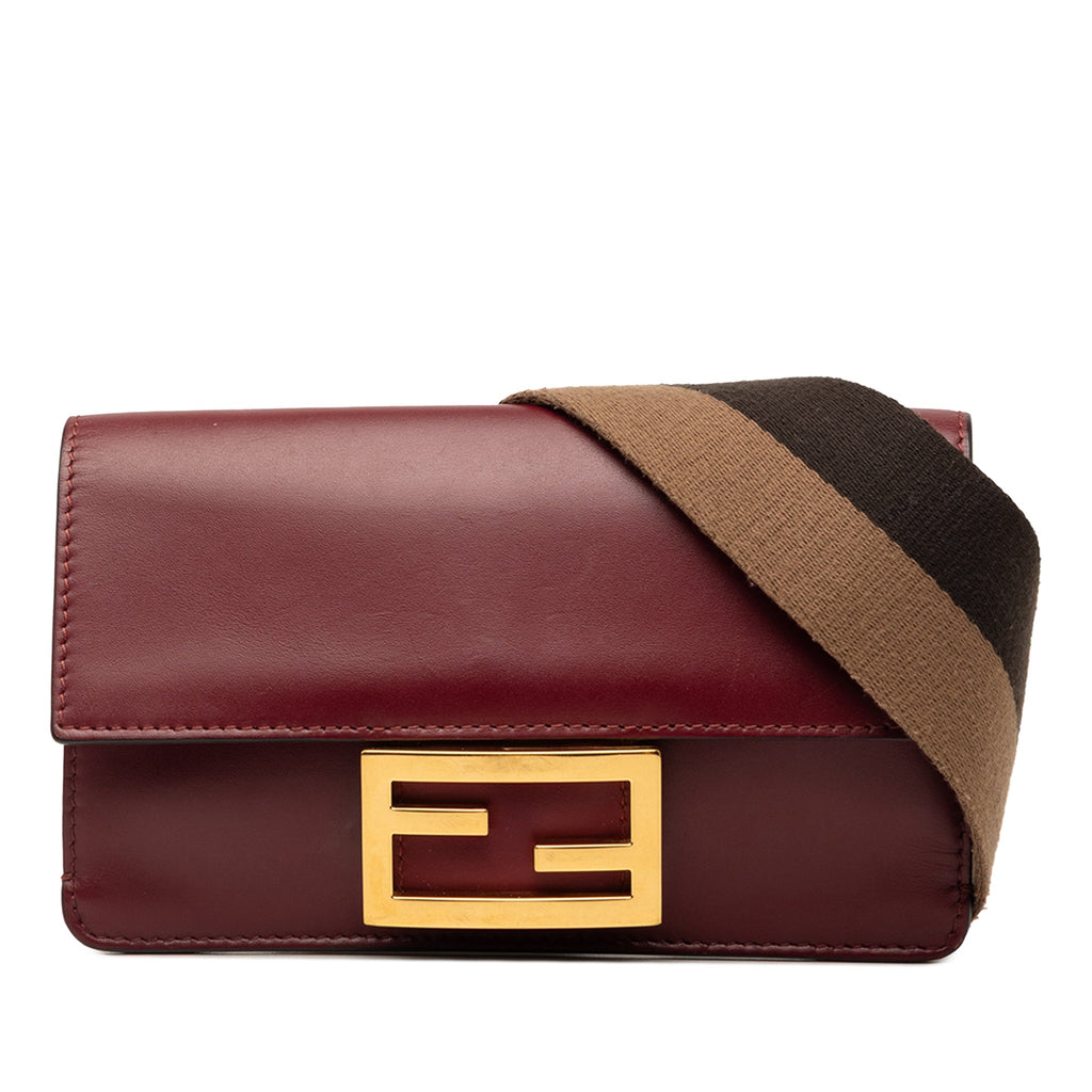 Fendi Mini Cuir Flat Baguette Sac porté croisé