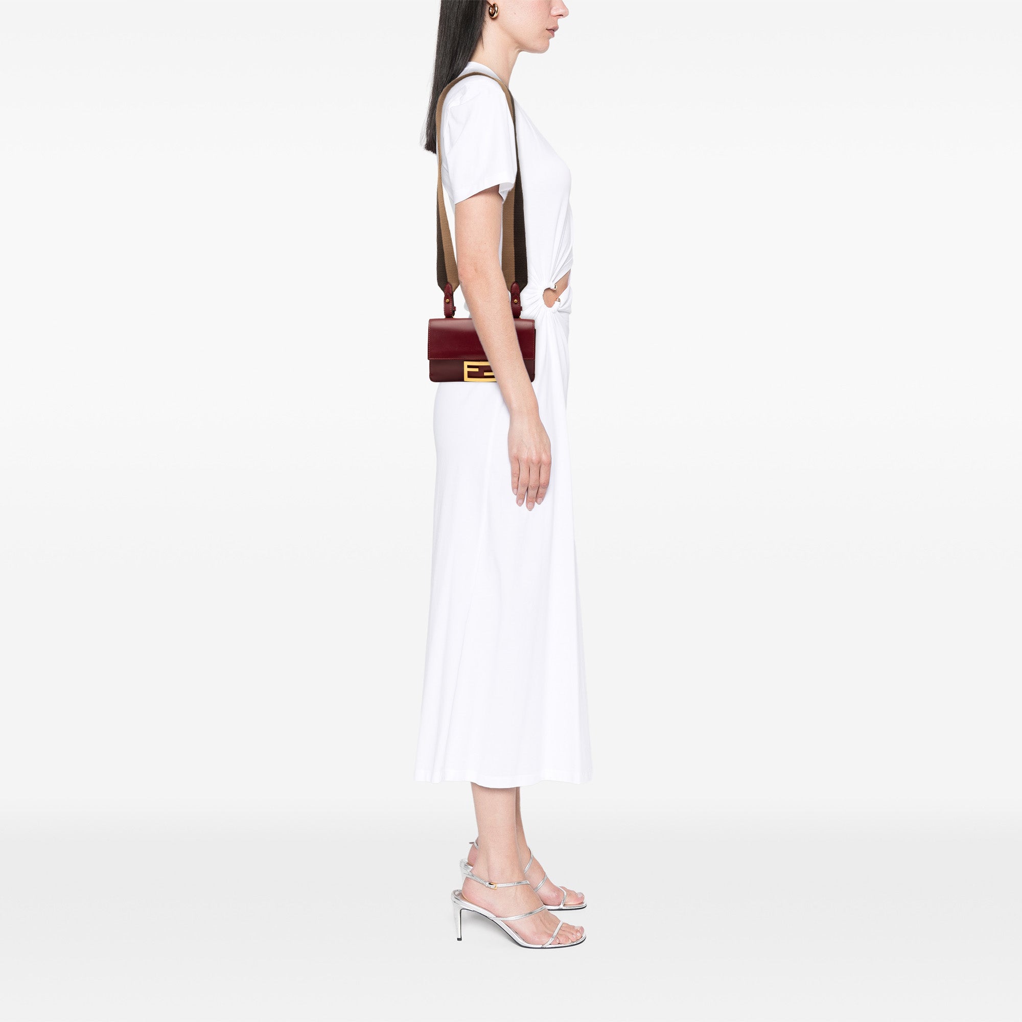 Fendi Mini Cuir Flat Baguette Sac porté croisé