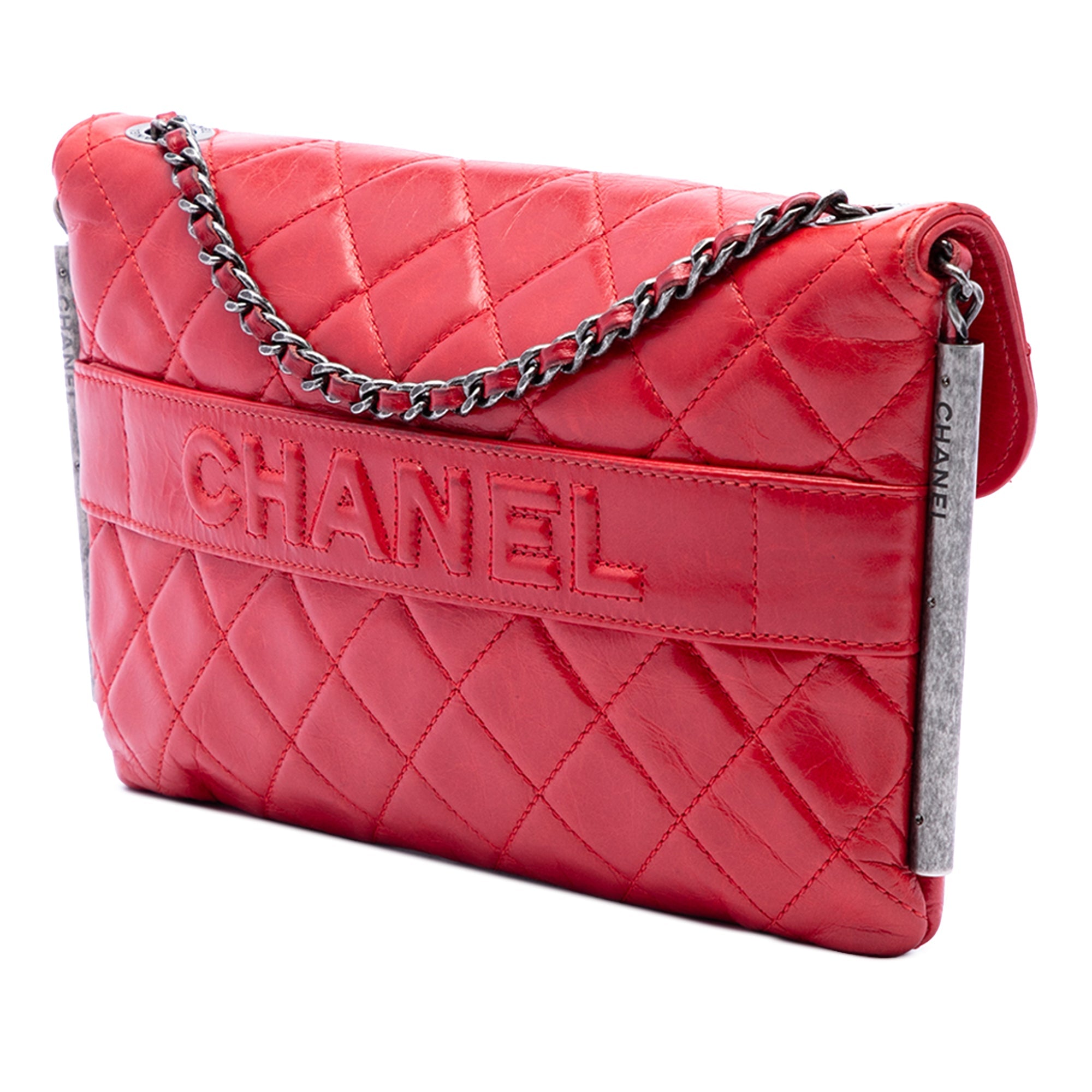 Chanel CC Matelassé Cuir d’agneau embossé LAX Simple rabat