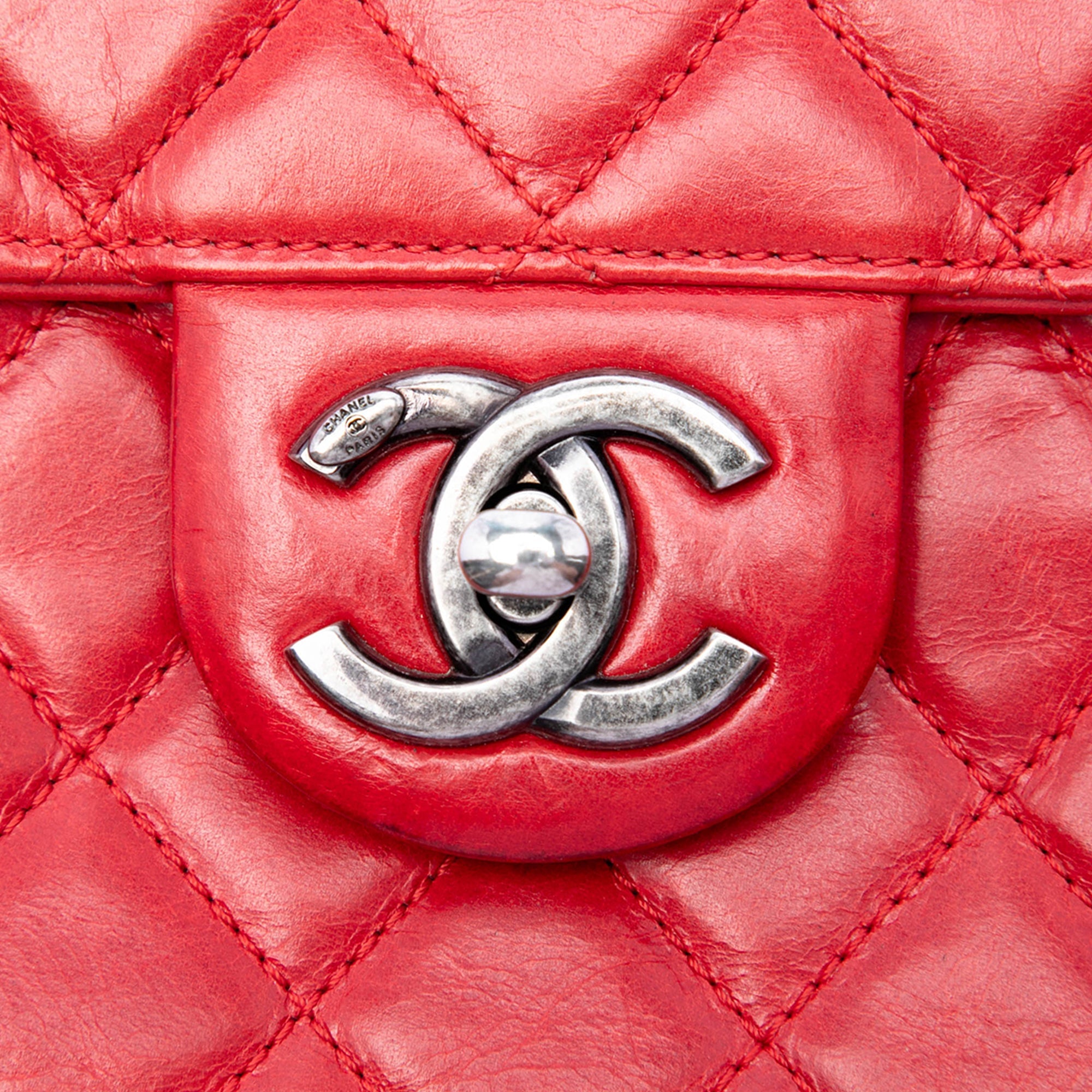 Chanel CC Matelassé Cuir d’agneau embossé LAX Simple rabat