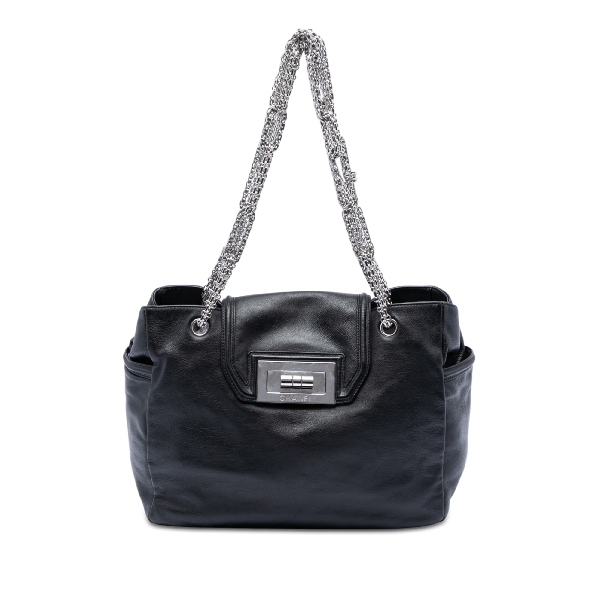 Chanel Large Cuir d’agneau Mademoiselle Lock Jewelry Cabas chaîne