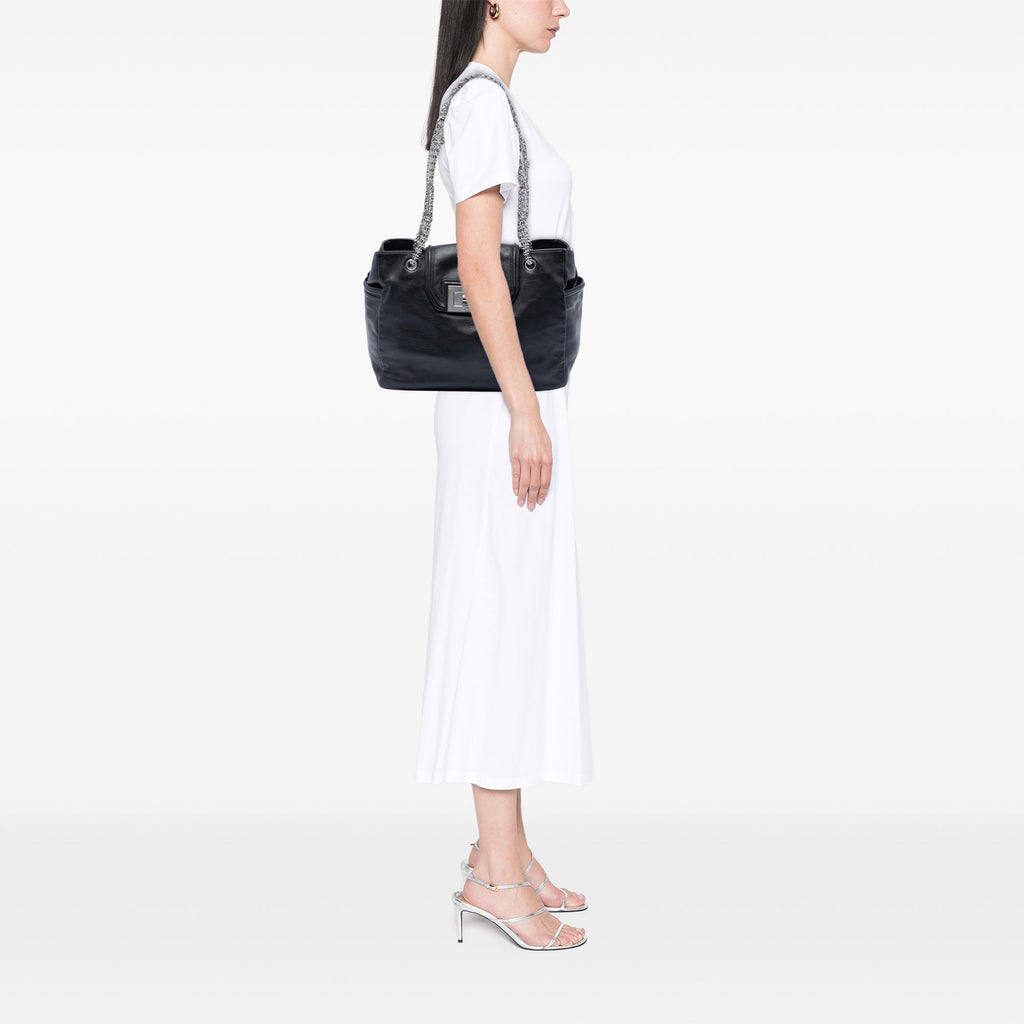Chanel Large Cuir d’agneau Mademoiselle Lock Jewelry Cabas chaîne