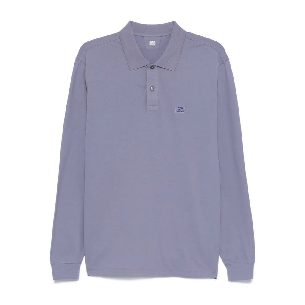 Cp Company Stretch Pique Long Sleeved Polo Shirt In Lavender