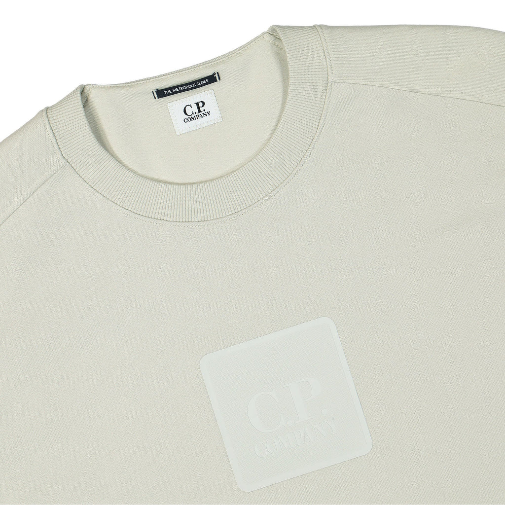 Cp Company Metropolis Rubber Logo Sweatshirt In Pelican