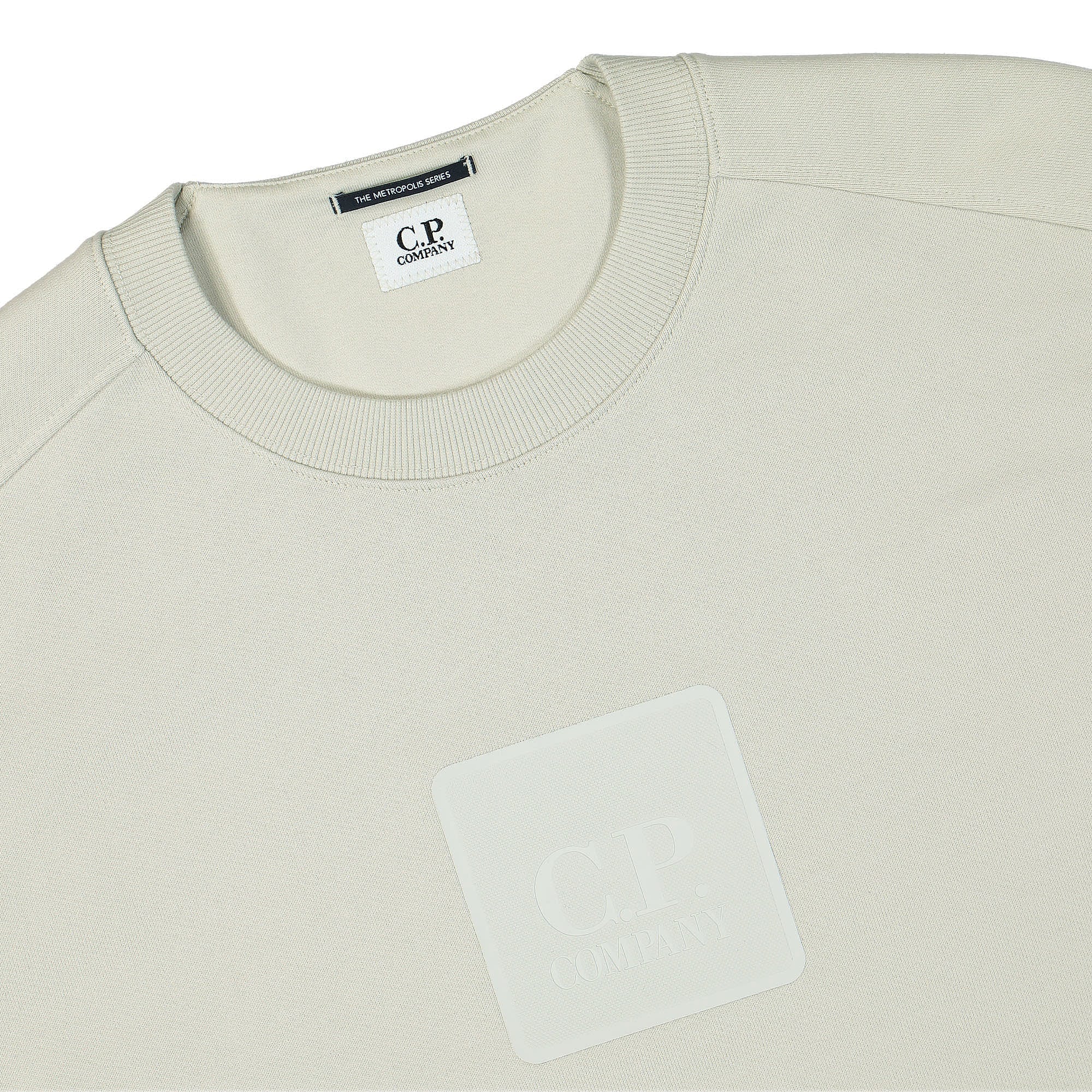Cp Company Metropolis Rubber Logo Sweatshirt In Pelican