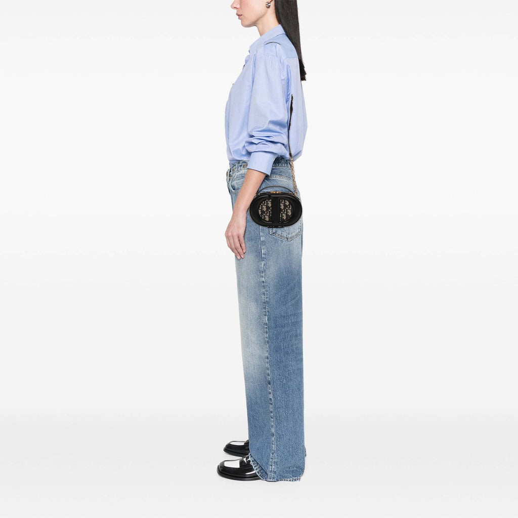 Dior Cuir et Oblique Toile CD Oval Sac caméra