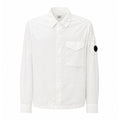Cp Company 095A Chrome-R Full Zip Overshirt in White with Certilogo