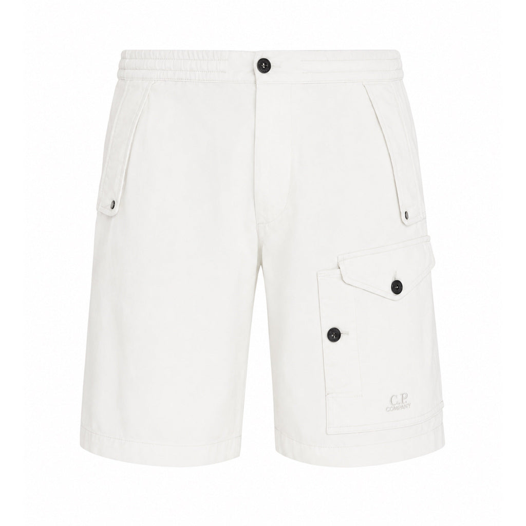 Cp Company Microreps No Peach Logo Bermuda Cargo Shorts In White With Certilogo