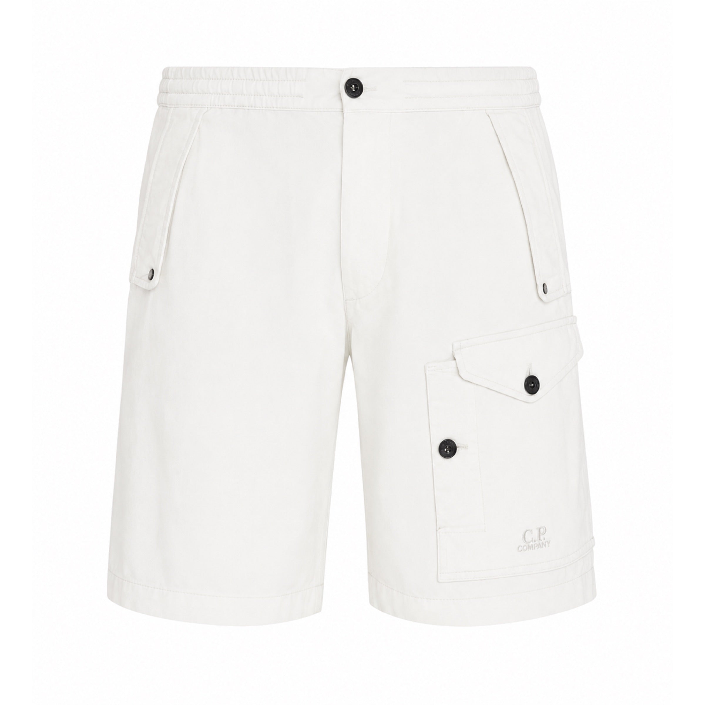 Cp Company Microreps No Peach Logo Bermuda Cargo Shorts In White With Certilogo