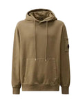 Cp Company Resist Dyed Brushed Emerised Lens Overhead Hoodie In Walnut Brown