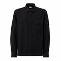 Cp Company Broken Linen / Cotton Lens Overshirt In Black with Certilogo