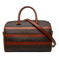 Saint Laurent Le Monogramme Coated Toile et Cuir Striped Boston Sac