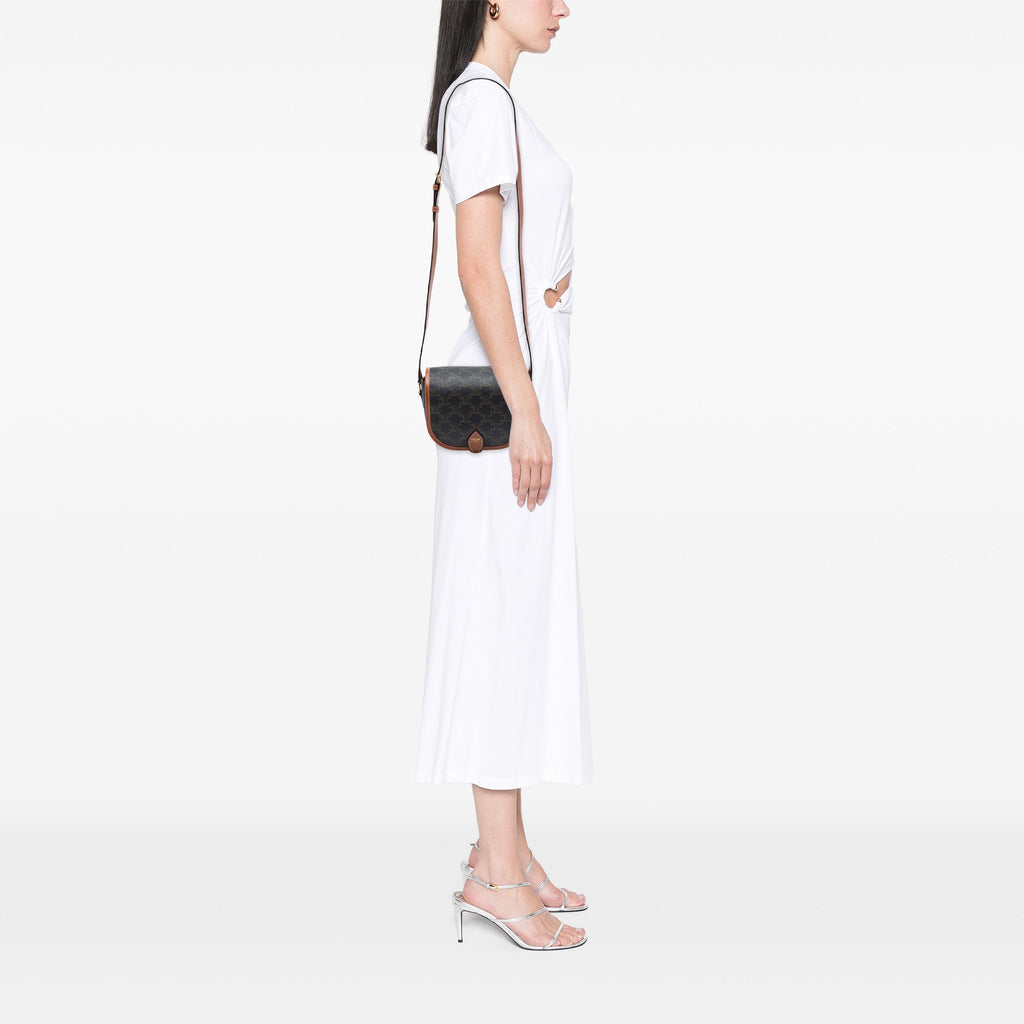 Celine Medium Triomphe Coated Toile Folco Sac porté croisé