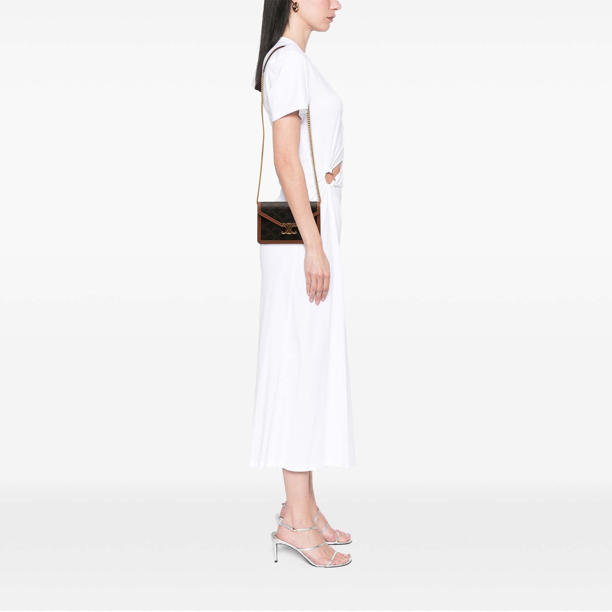 Celine Triomphe Coated Toile Margo Wallet on Chain