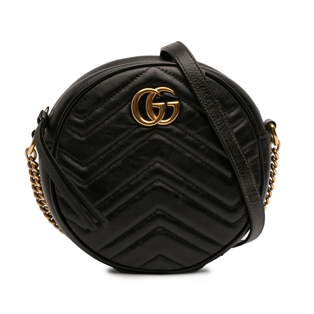Gucci Mini GG Marmont Matelasse Cuir Rond Sac porté croisé