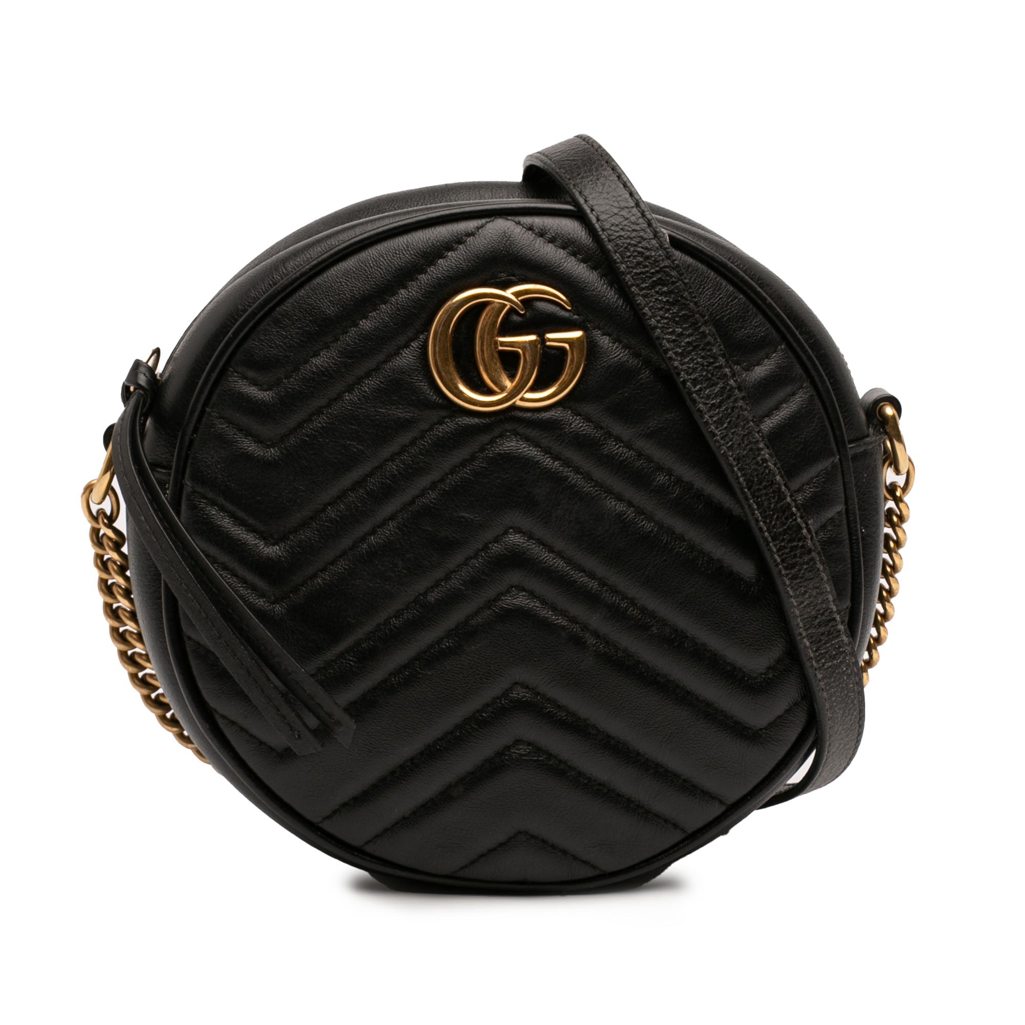 Gucci Mini GG Marmont Matelasse Cuir Rond Sac porté croisé