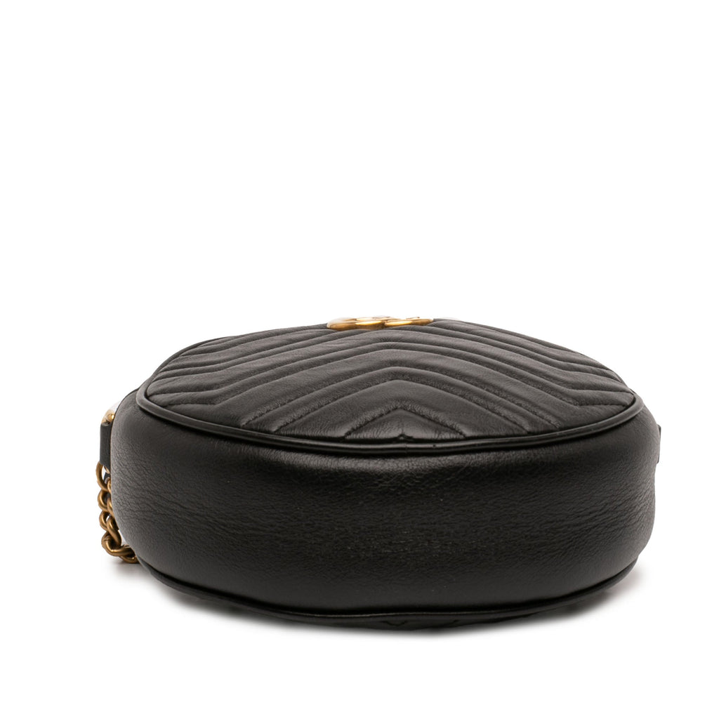 Gucci Mini GG Marmont Matelasse Cuir Rond Sac porté croisé