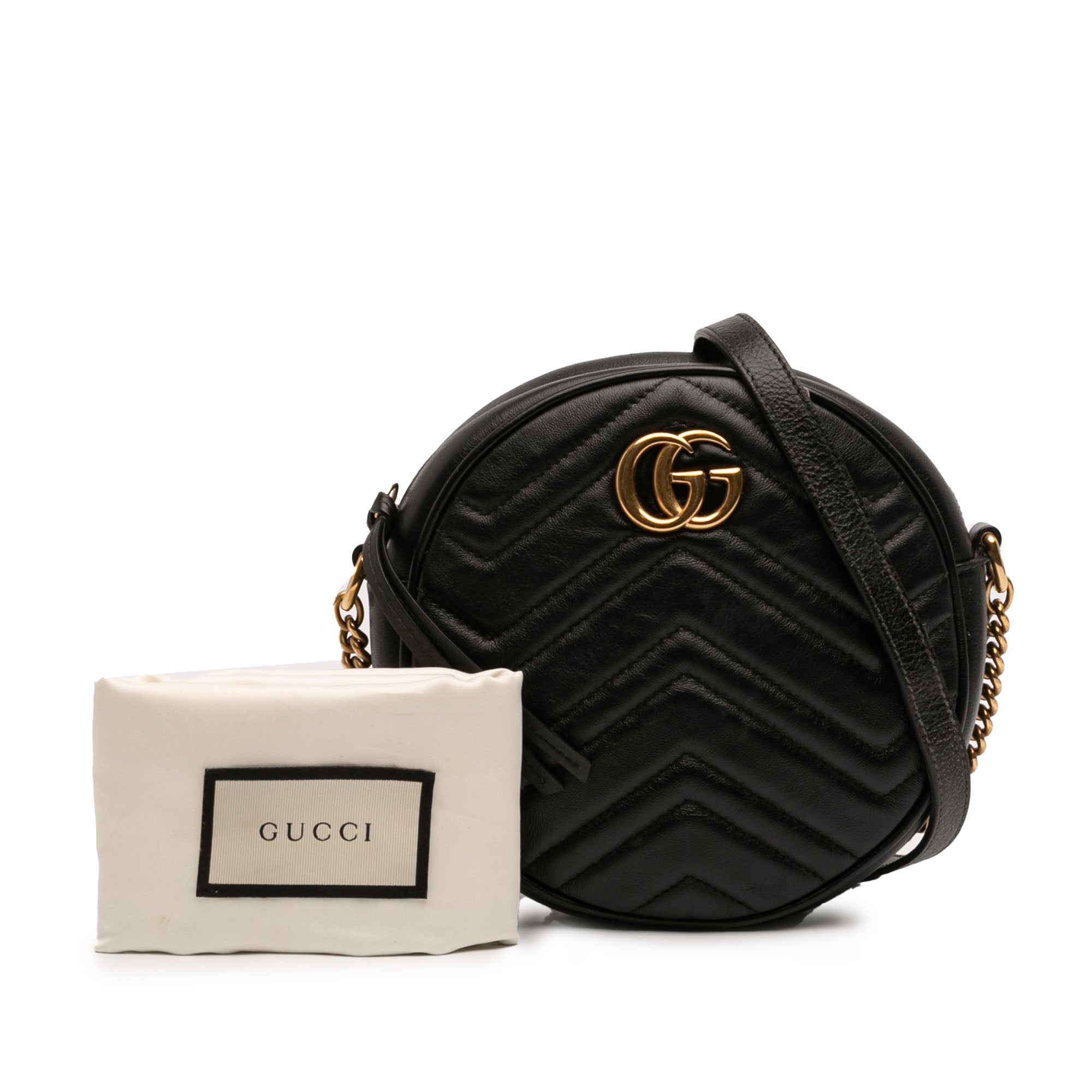 Gucci Mini GG Marmont Matelasse Cuir Rond Sac porté croisé