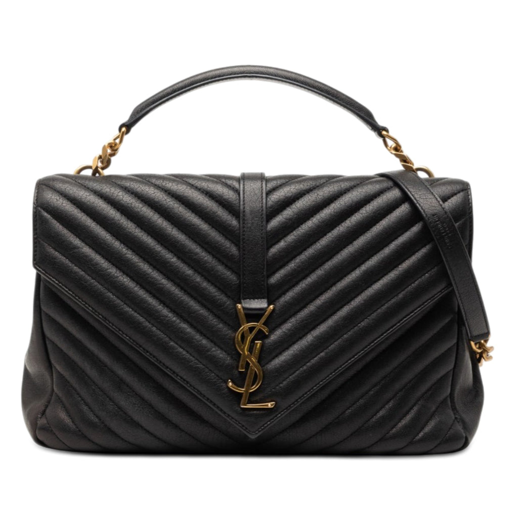 Saint Laurent Large Chevron Sheepskin Monogram College Sac
