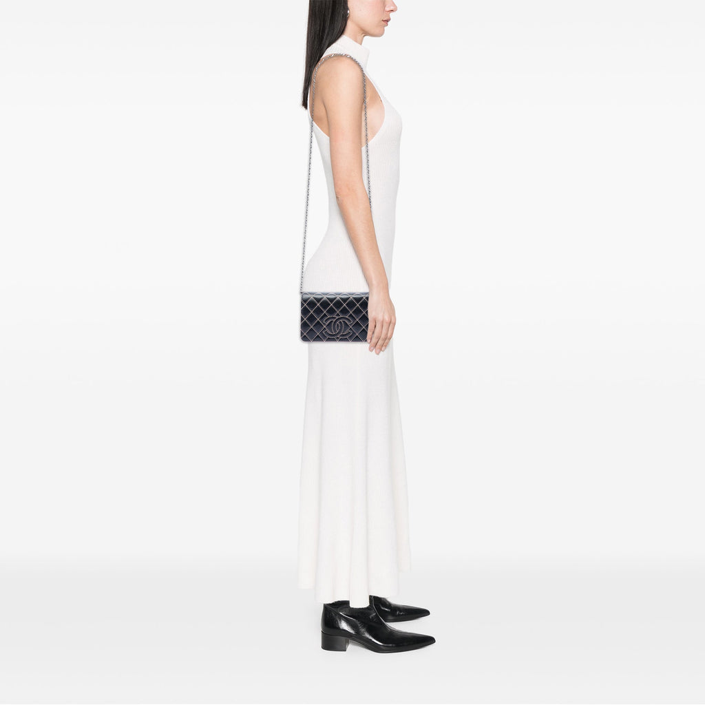 Chanel Surpiqué CC Matelassé Cuir de veau Wallet on Chain