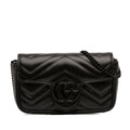 Gucci Mini GG Marmont Matelasse Cuir de veau Monochrome à rabat Sac porté croisé