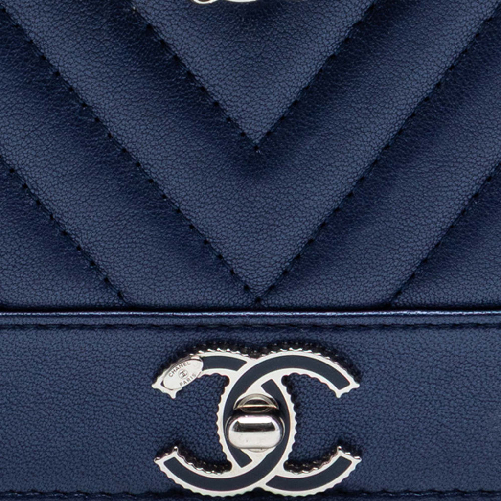 Chanel Chevron Sheepskin Mademoiselle Vintage Wallet on Chain