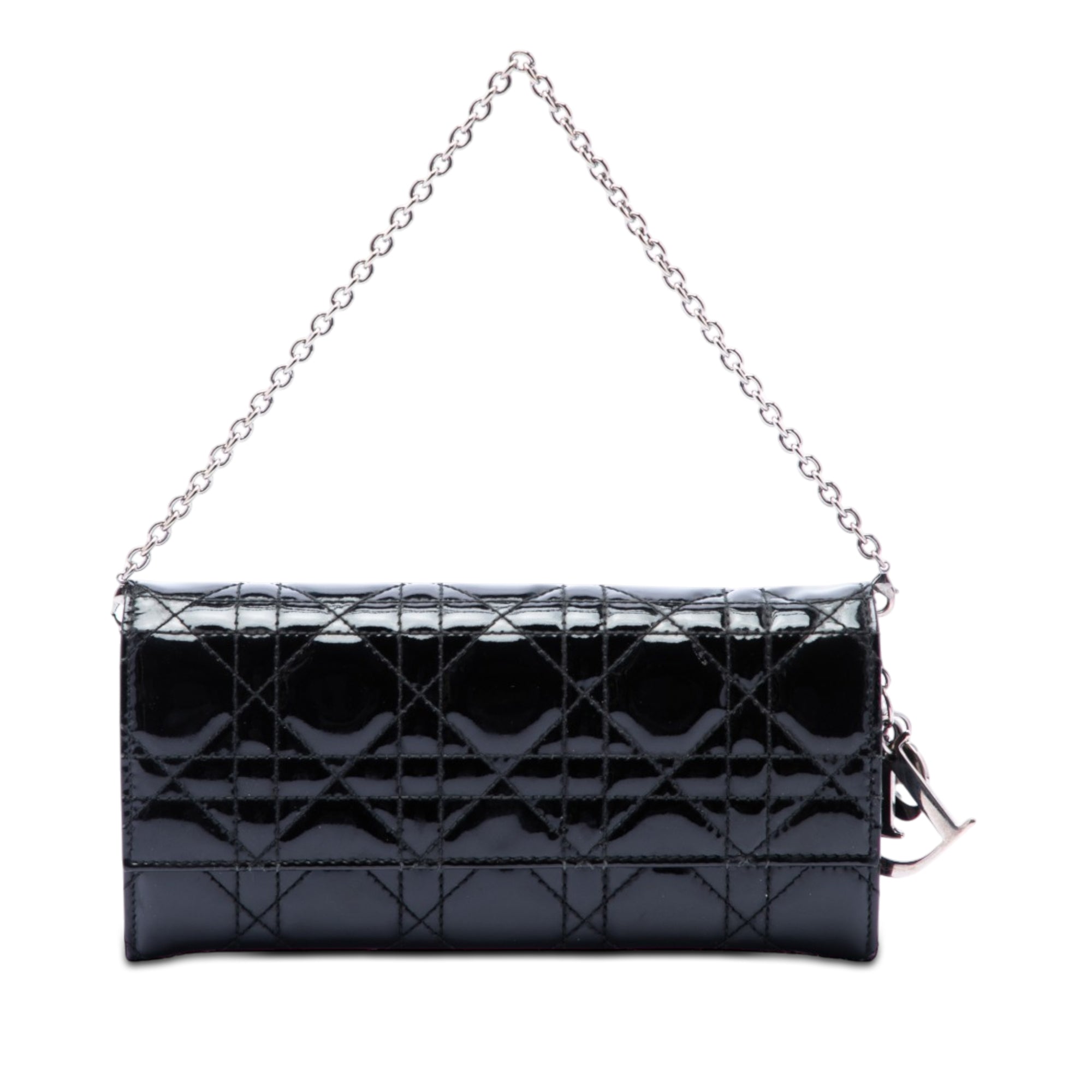 Dior Cuir verni Cannage Lady Dior Wallet on Chain