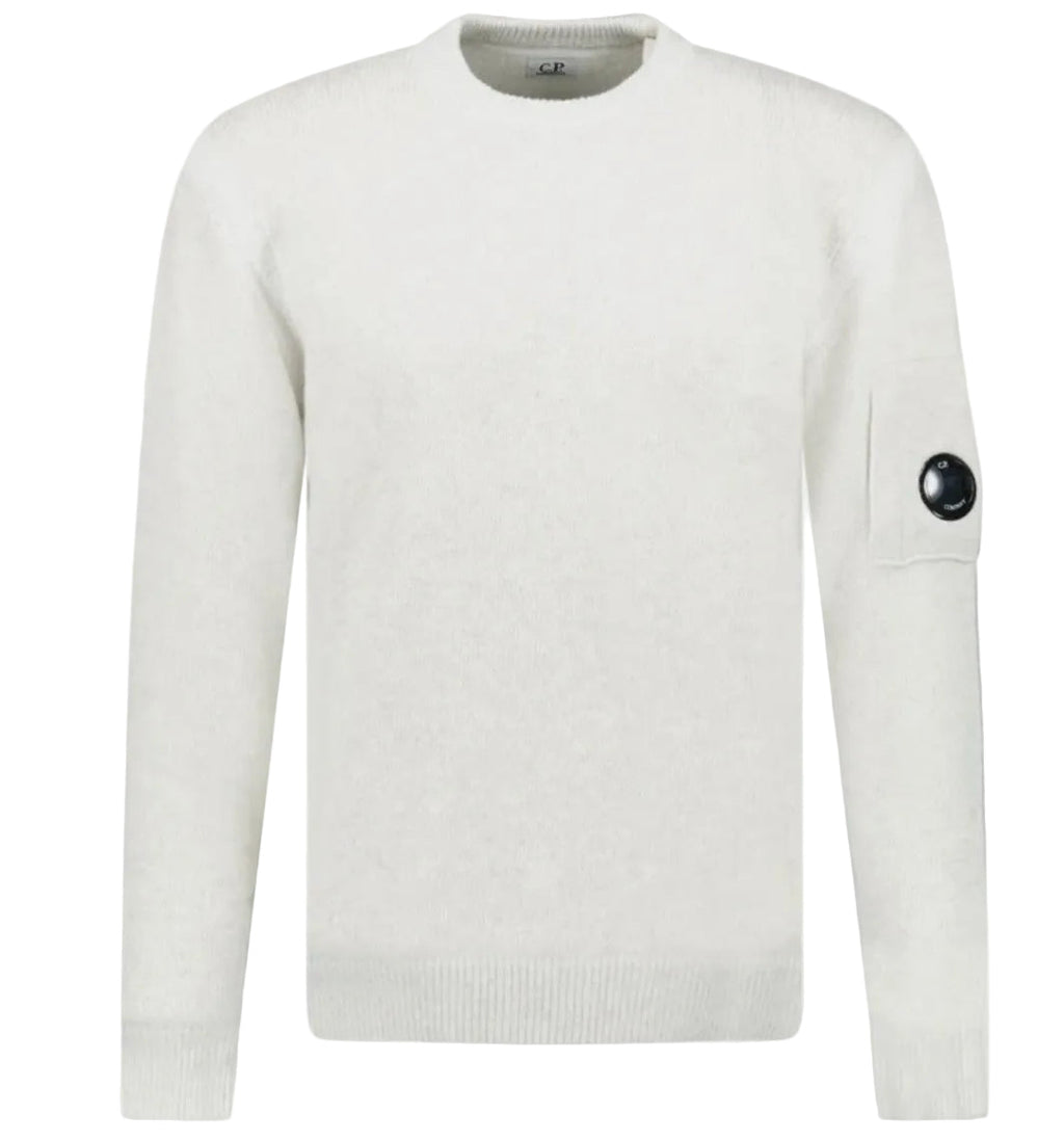 Cp Company Vanise Lens Knit Sweatshirt In White Melange