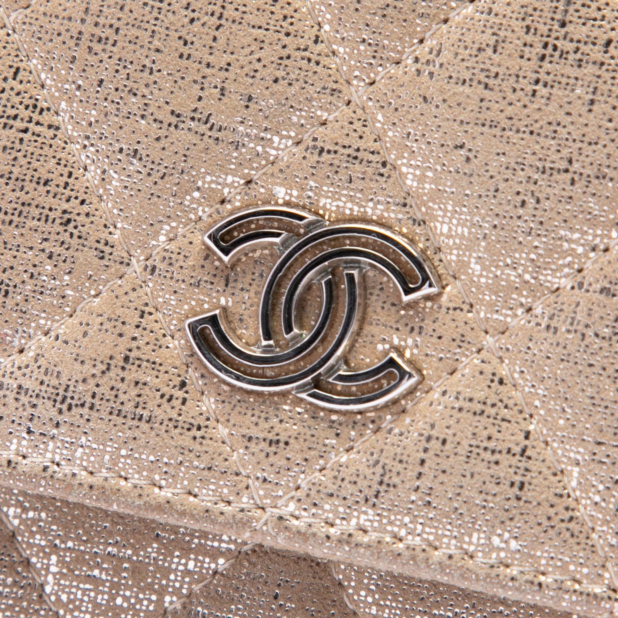 Chanel CC Matelassé Metallic Fabric Wallet on Chain
