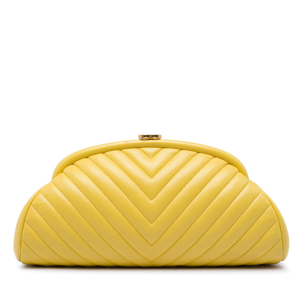 Chanel Chevron Cuir d’agneau Kisslock Pochette