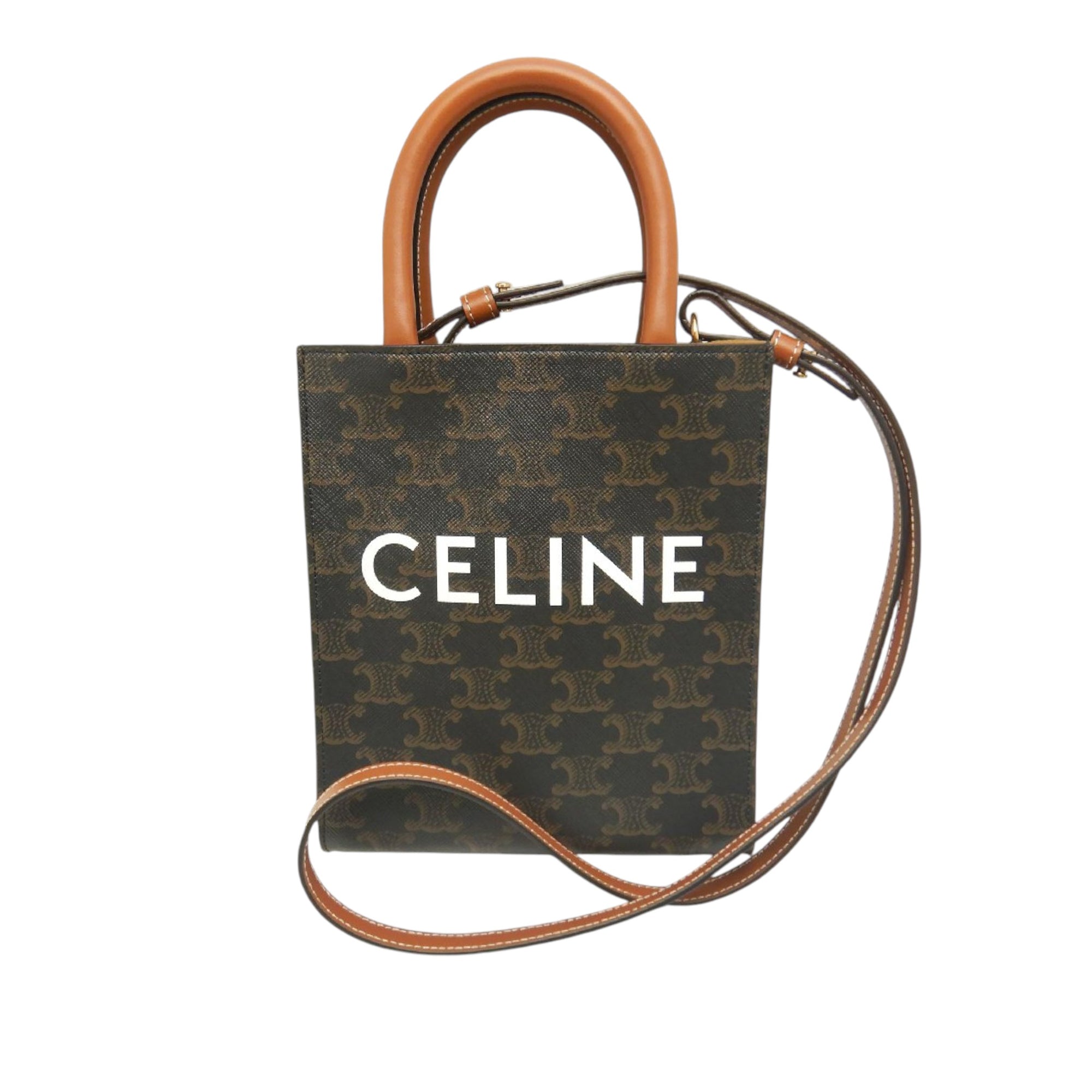 Celine Mini Triomphe Coated Toile Cabas vertical