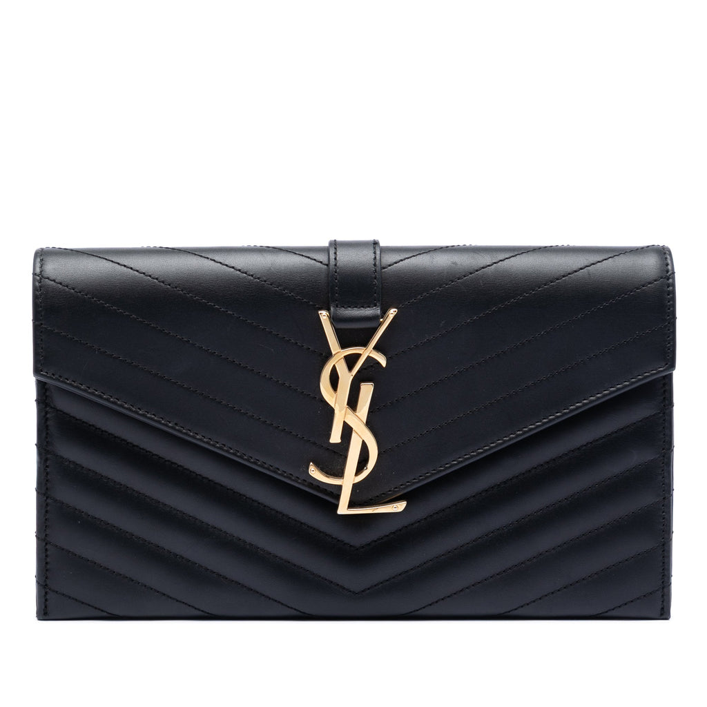 Saint Laurent Cuir d’agneau Chevron Monogram Pochette