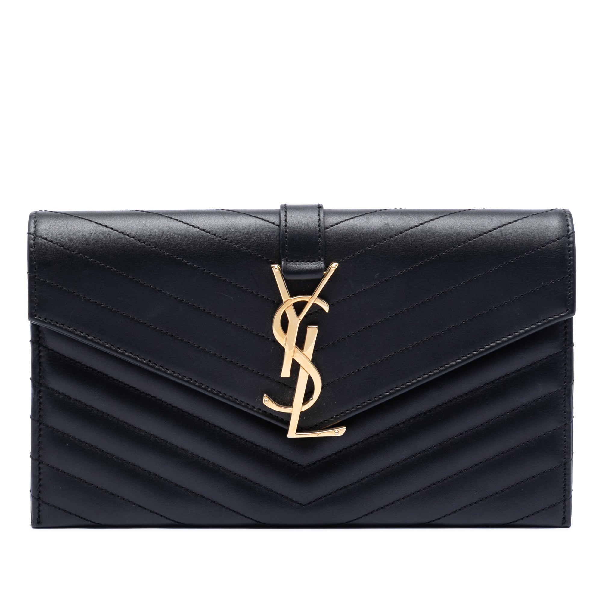 Saint Laurent Cuir d’agneau Chevron Monogram Pochette