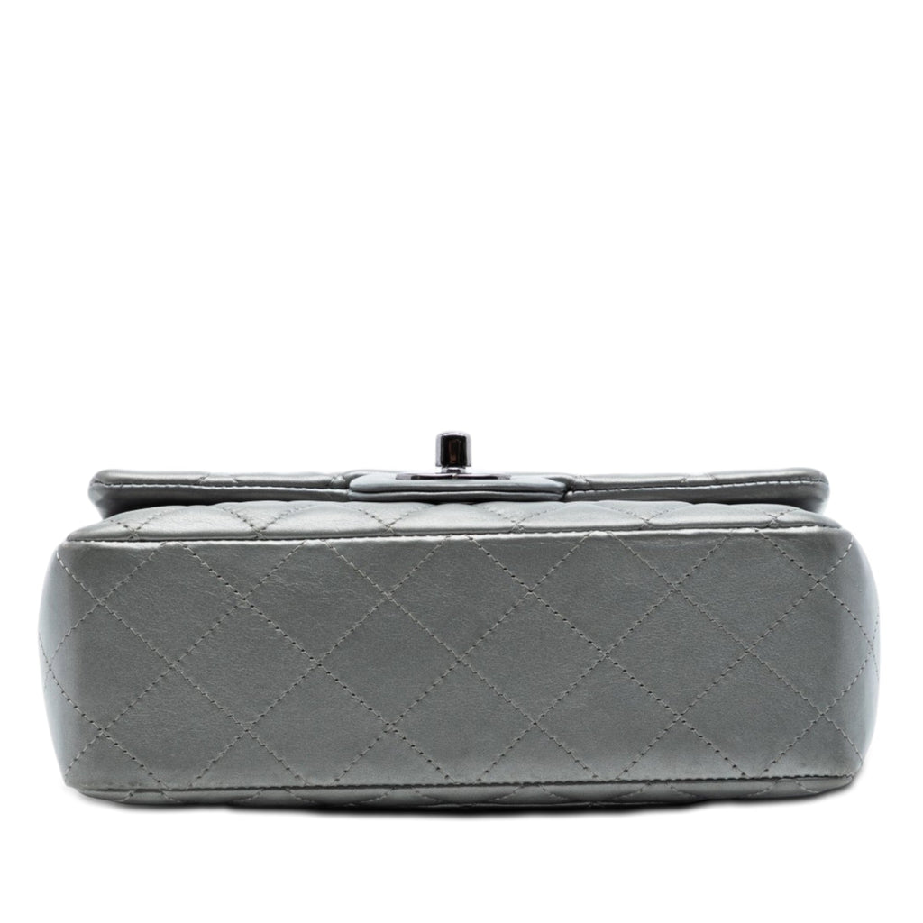 Chanel Mini Rectangular Classic Metallic Cuir d’agneau Simple rabat
