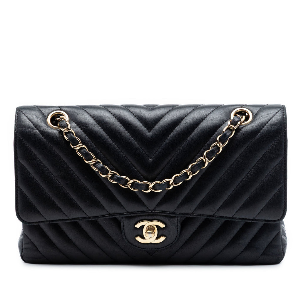 Chanel Medium Classic Chevron Cuir d’agneau Double rabat