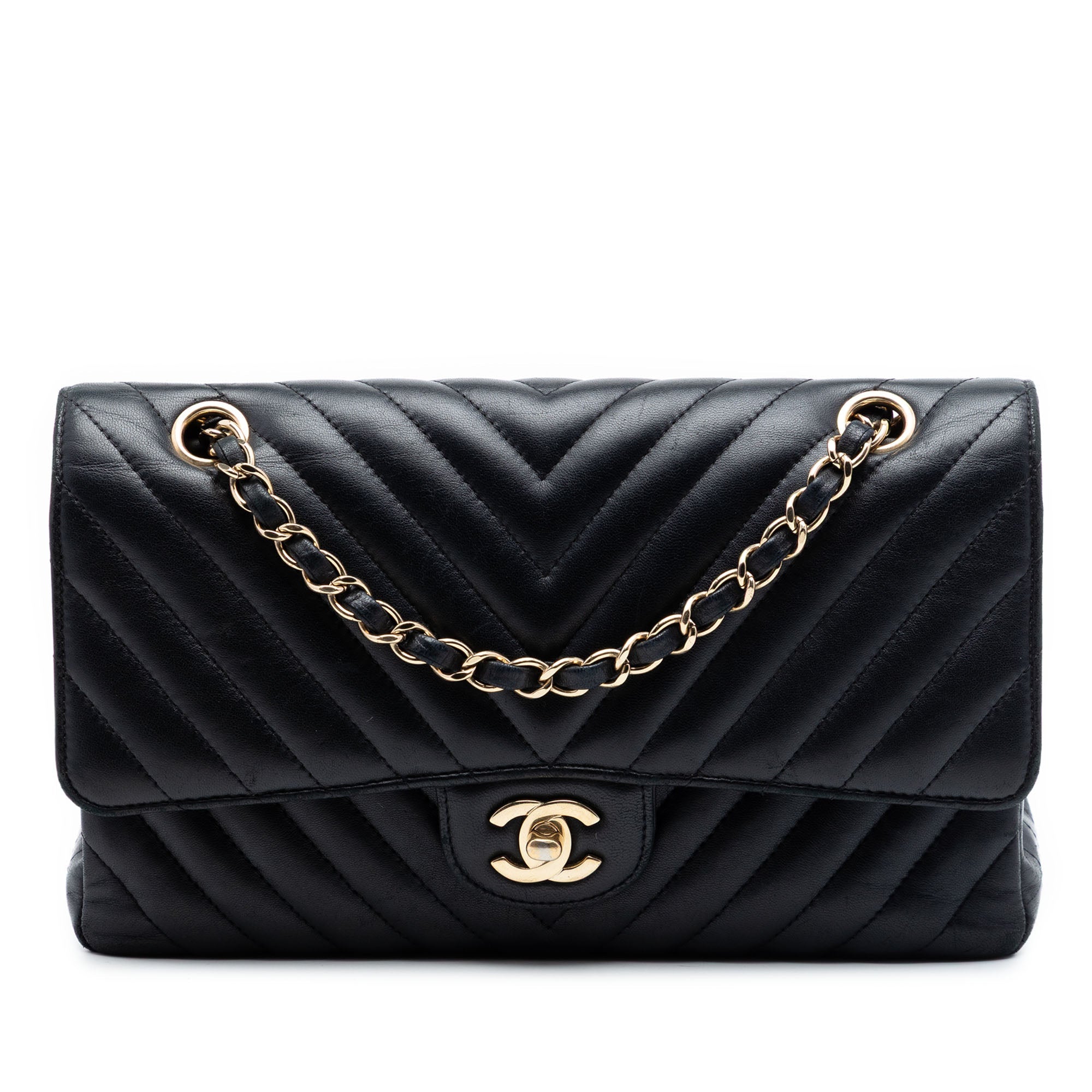 Chanel Medium Classic Chevron Cuir d’agneau Double rabat