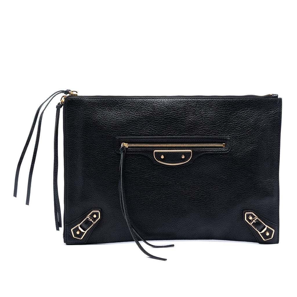 Balenciaga Medium Cuir de chèvre Motocross Classic Metallic Edge Pochette