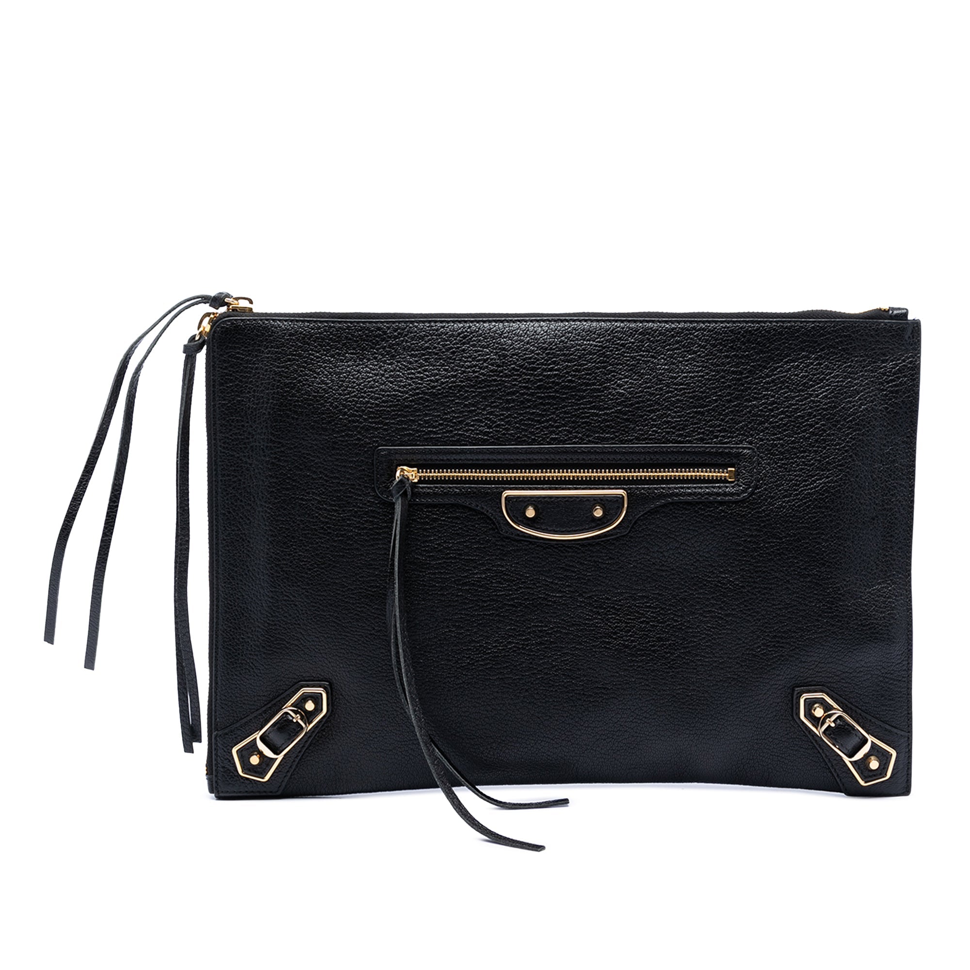 Balenciaga Medium Cuir de chèvre Motocross Classic Metallic Edge Pochette