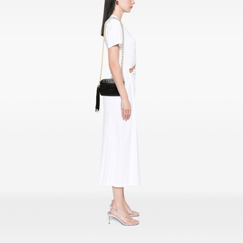 Chanel CC Vertical Matelassé Cuir d’agneau Pompon Sac caméra