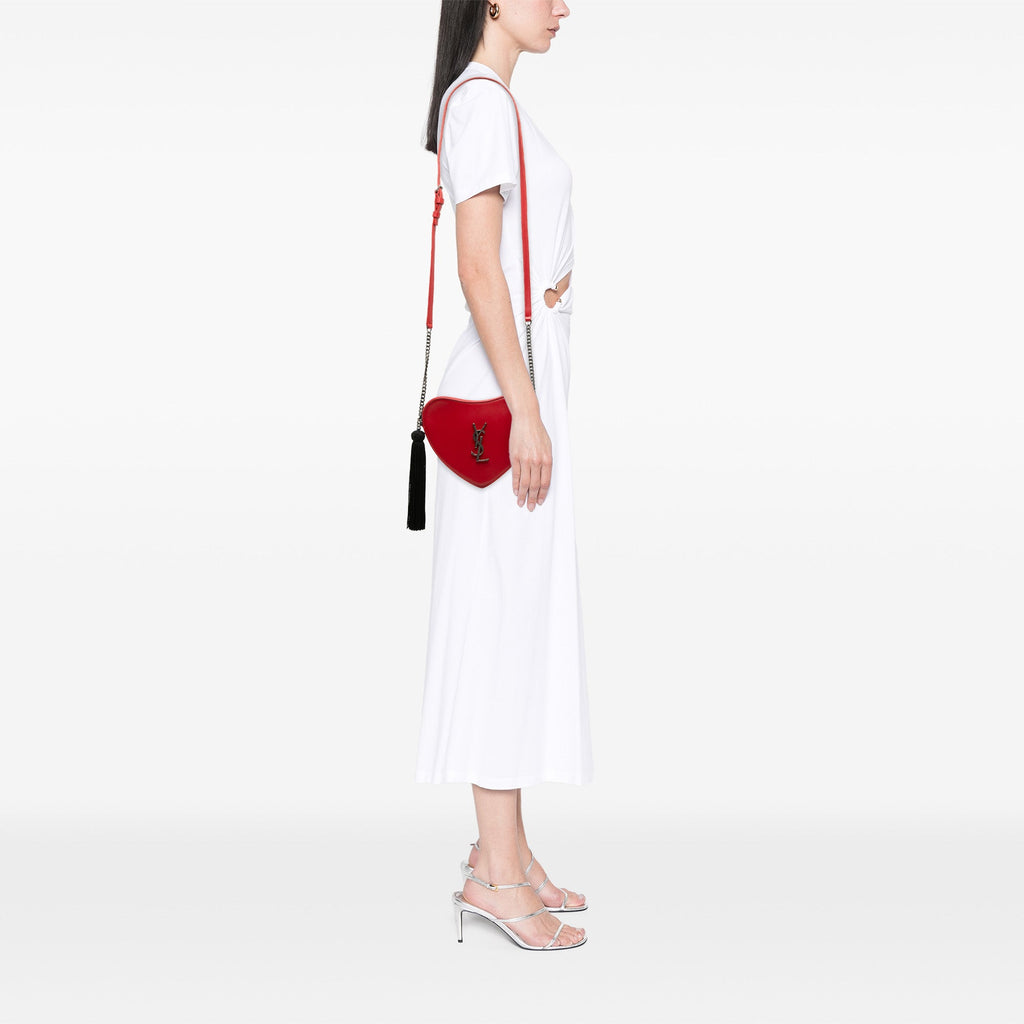 Saint Laurent Cuir de veau Monogram Sac Coeur Pompon Sac porté croisé